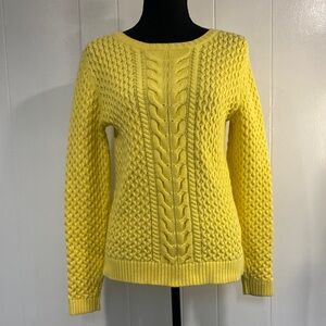 Lands’ End Cable Knit Sweater | Yellow | Crewneck | Size S/P 6-8